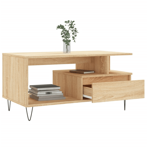 Mesa de Centro, Mesa baixa, 90x49x45 cm derivados de madeira carvalho sonoma