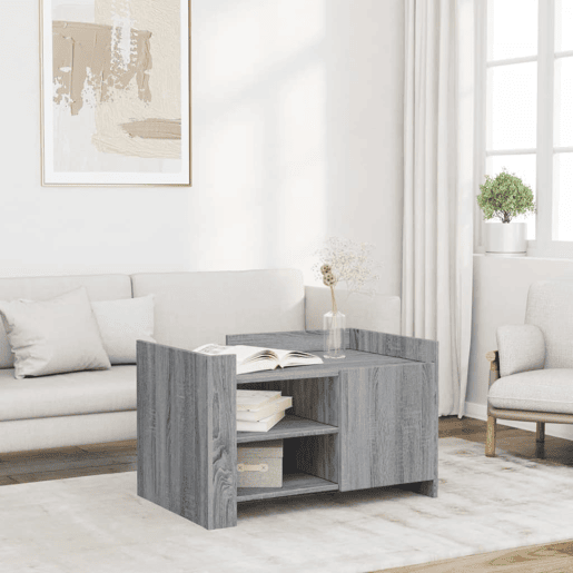 Mesa de Centro, Mesa baixa, 80x50x50 cm derivados de madeira cinzento sonoma