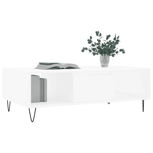 Mesa de Centro, Mesa baixa, 104x60x35 cm derivados de madeira branco