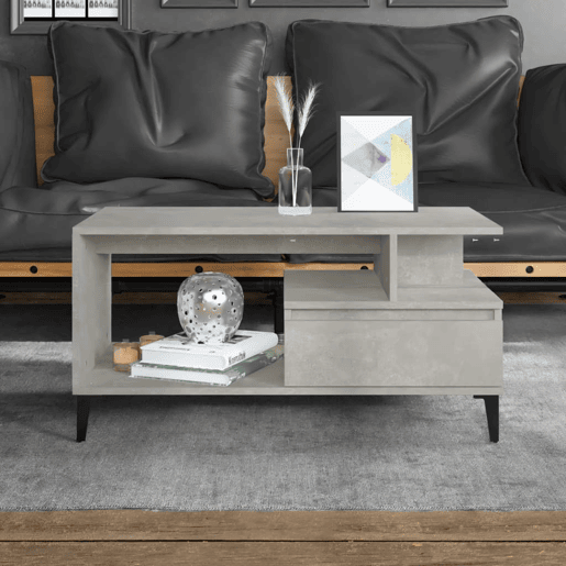 Mesa de Centro, Mesa baixa, 90x49x45 derivados de madeira cinzento cimento
