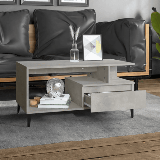 Mesa de Centro, Mesa baixa, 90x49x45 derivados de madeira cinzento cimento