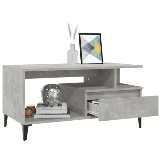 Mesa de Centro, Mesa baixa, 90x49x45 derivados de madeira cinzento cimento