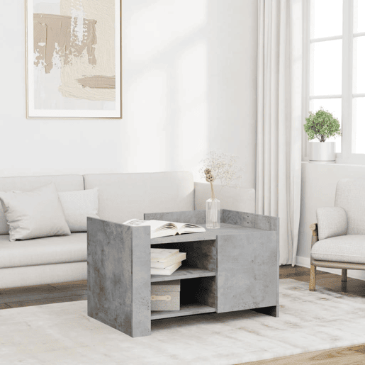 Mesa de Centro, Mesa baixa, 80x50x50 cm derivados de madeira cinza cimento