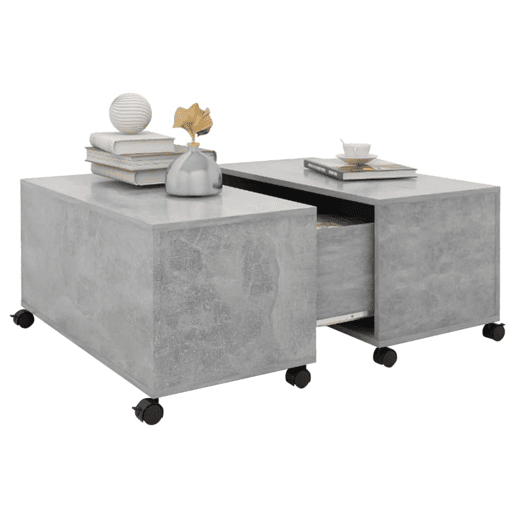 Mesa de Centro, Mesa baixa, 75x75x38 cm contraplacado cinzento cimento