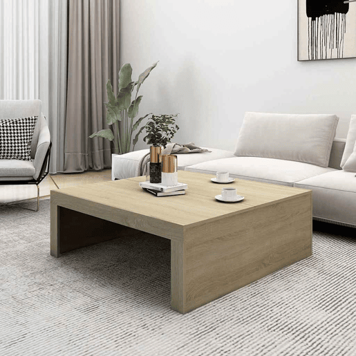 Mesa de Centro, Mesa baixa, 100x100x35 cm derivados madeira carvalho sonoma