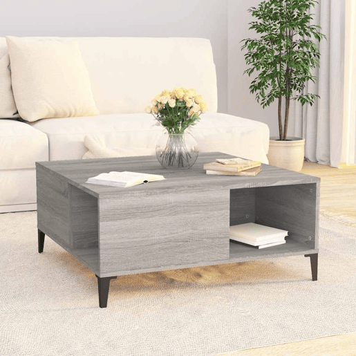 Mesa de Centro, Mesa baixa, 80x80x36,5 cm derivados madeira cinzento sonoma