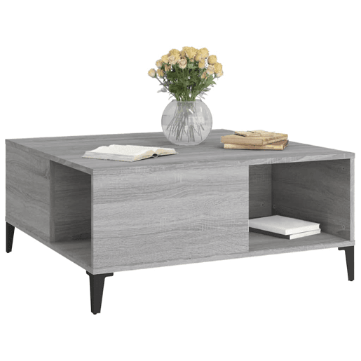 Mesa de Centro, Mesa baixa, 80x80x36,5 cm derivados madeira cinzento sonoma