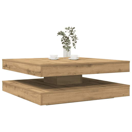 Mesa de Centro, Mesa baixa, rotativa a 360graus 90x90x34,5cm carvalho artisiano