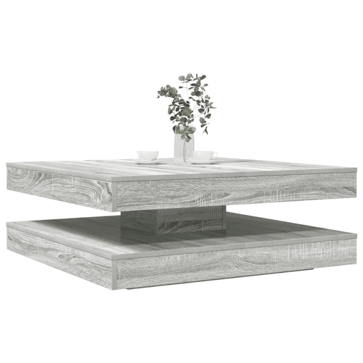 Mesa de Centro, Mesa baixa, rotativa a 360 graus 90x90x34,5 cm sonoma cinza