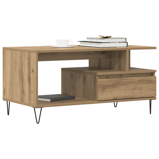 Mesa de Centro, Mesa baixa, 90x49x45 cm derivados de madeira carvalho artisiano