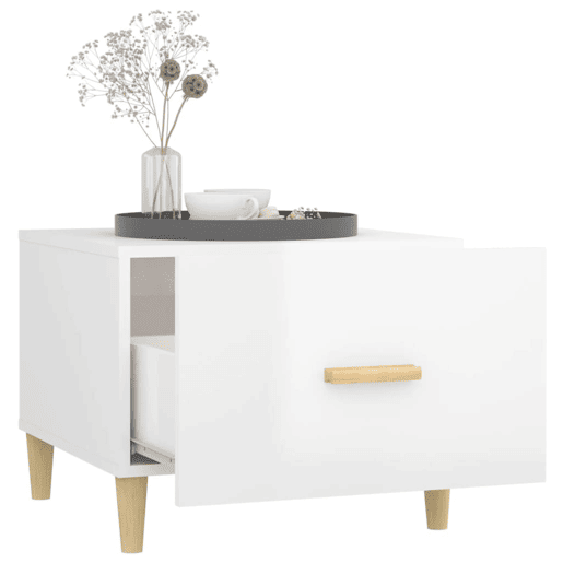 Mesa de Centro, Mesa baixa, 50x50x40cm derivados de madeira branco brilhante
