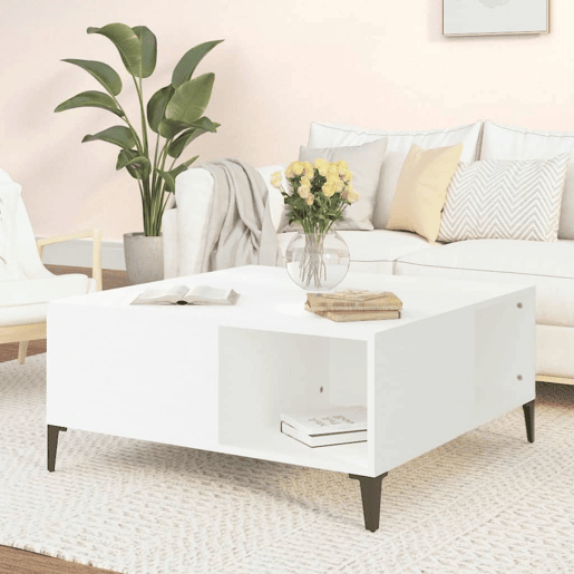Mesa de Centro, Mesa baixa, 80x80x36,5 cm derivados de madeira branco