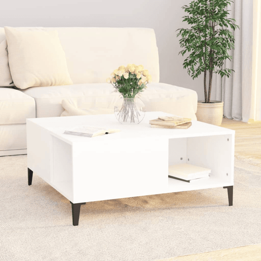 Mesa de Centro, Mesa baixa, 80x80x36,5 cm derivados de madeira branco