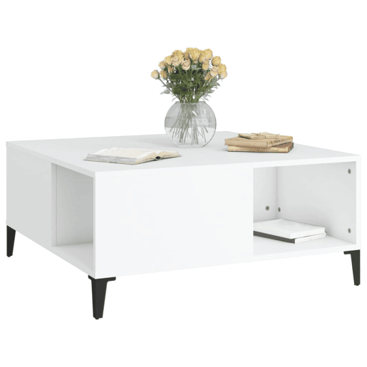 Mesa de Centro, Mesa baixa, 80x80x36,5 cm derivados de madeira branco