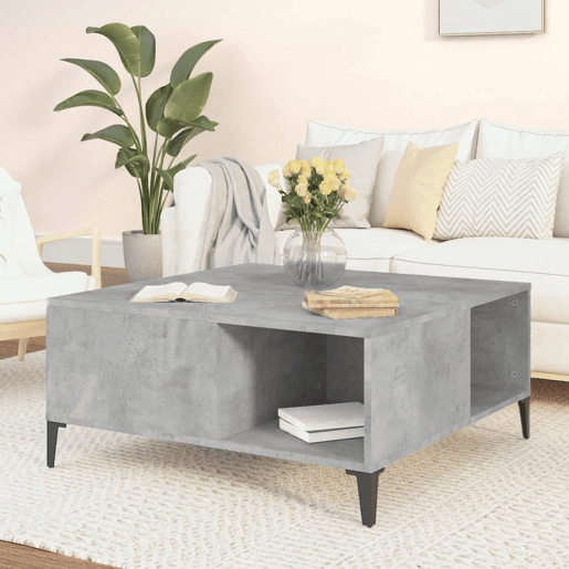 Mesa de Centro, Mesa baixa, 80x80x36,5 cm derivados madeira cinzento cimento