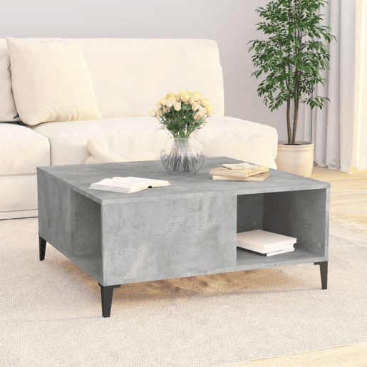 Mesa de Centro, Mesa baixa, 80x80x36,5 cm derivados madeira cinzento cimento