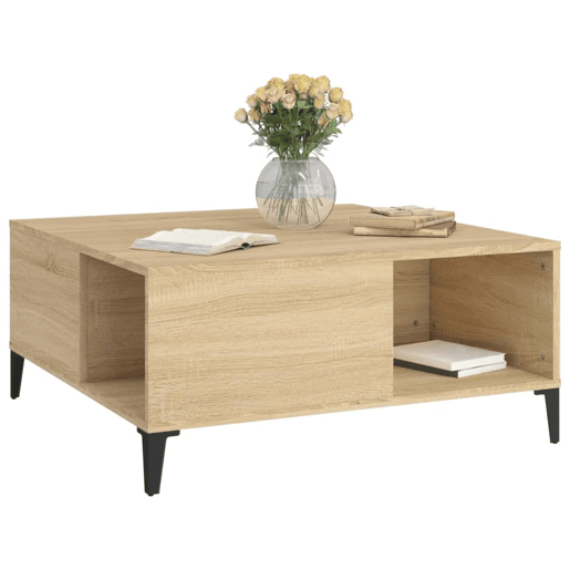 Mesa de Centro, Mesa baixa, 80x80x36,5 cm derivados madeira carvalho sonoma