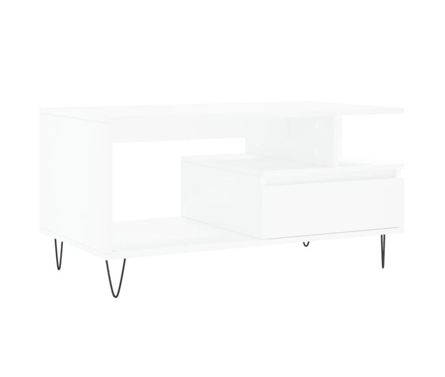 Mesa de café - mesa de centro madera contrachapada blanca 90x49x45 cm