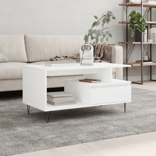 Mesa de Centro, Mesa baixa, 90x49x45 cm derivados de madeira branco