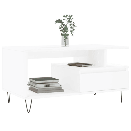 Mesa de Centro, Mesa baixa, 90x49x45 cm derivados de madeira branco