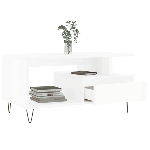 Mesa de Centro, Mesa baixa, 90x49x45 cm derivados de madeira branco