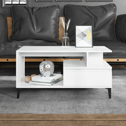 Mesa de Centro, Mesa baixa, 90x49x45 cm derivados de madeira branco