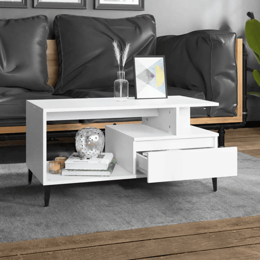 Mesa de Centro, Mesa baixa, 90x49x45 cm derivados de madeira branco