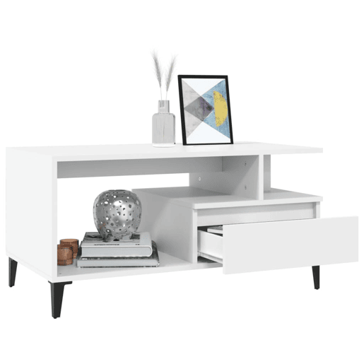 Mesa de Centro, Mesa baixa, 90x49x45 cm derivados de madeira branco