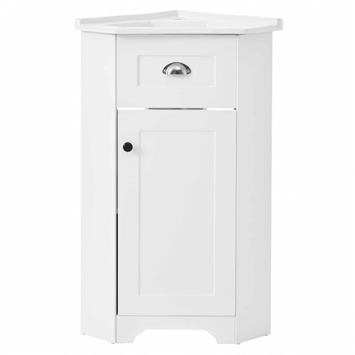 Móvel de casa de banho 81x47x93 cm - Suporte, lavatório em cerâmica, MDF resistente à água, arrumação - Branco