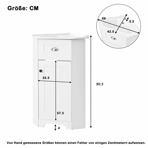 Móvel de casa de banho 81x47x93 cm - Suporte, lavatório em cerâmica, MDF resistente à água, arrumação - Branco