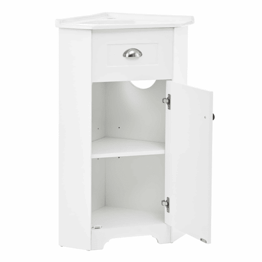 Móvel de casa de banho 81x47x93 cm - Suporte, lavatório em cerâmica, MDF resistente à água, arrumação - Branco
