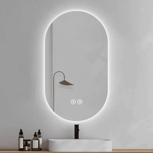 Espelho LED de parede 60x90cm - tátil, antiembaciamento, casa de banho e barbearia - prateado