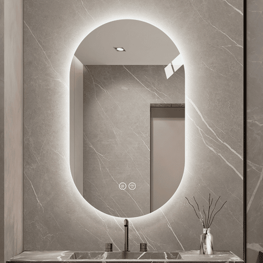 Espelho LED de parede 60x90cm - tátil, antiembaciamento, casa de banho e barbearia - prateado