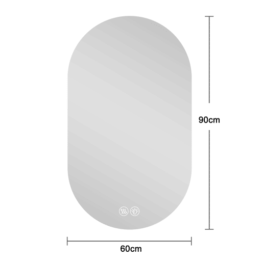 Espelho LED de parede 60x90cm - tátil, antiembaciamento, casa de banho e barbearia - prateado