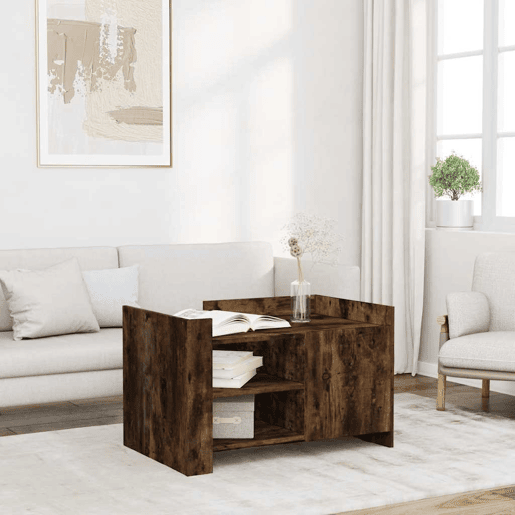 Mesa de Centro, Mesa baixa, 80x50x50 cm derivados de madeira carvalho fumado