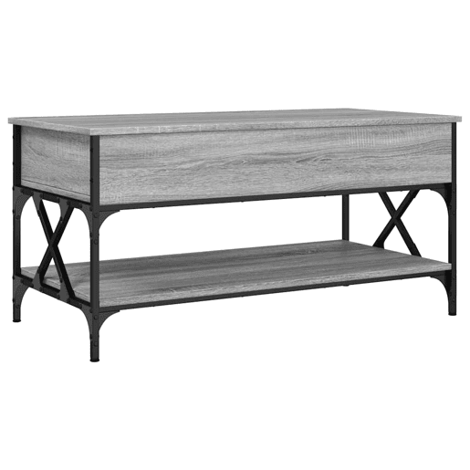 Mesa de Centro, Mesa baixa, 100x50x50cm deriv. madeirametal cinzento sonoma