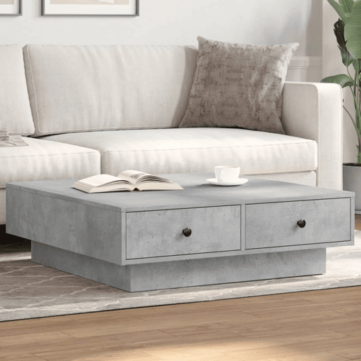 Mesa de Centro, Mesa baixa, 90x90x28 cm contraplacado cinzento cimento
