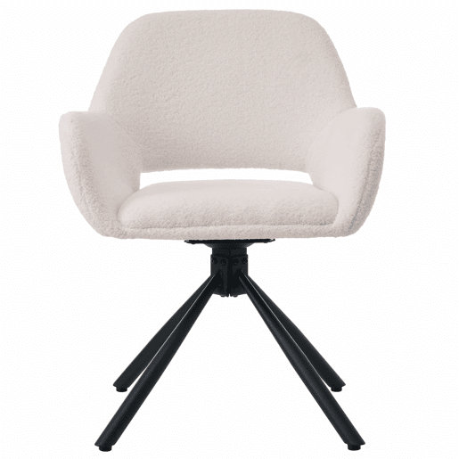 Conjunto de 4 cadeiras giratórias com braços - em tecido de sherpa - estilo moderno - Branco