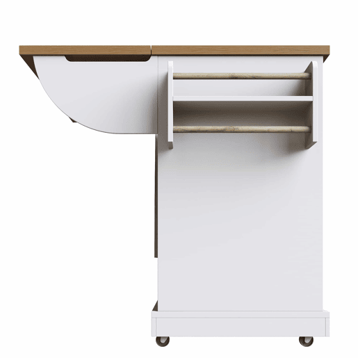 Ilha de cozinha móvel 147 x 70 x 93 cm - Carrinho de serviço em madeira com grande capacidade - Branco