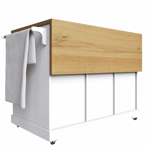 Ilha de cozinha móvel 147 x 70 x 93 cm - Carrinho de serviço em madeira com grande capacidade - Branco