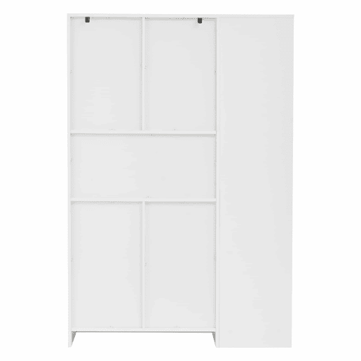 Armário de canto 104x35x155 cm - Vitrine com 3 portas e 2 gavetas, 14 compartimentos - Branco