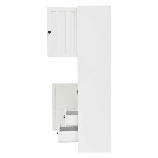 Armário de canto 104x35x155 cm - Vitrine com 3 portas e 2 gavetas, 14 compartimentos - Branco