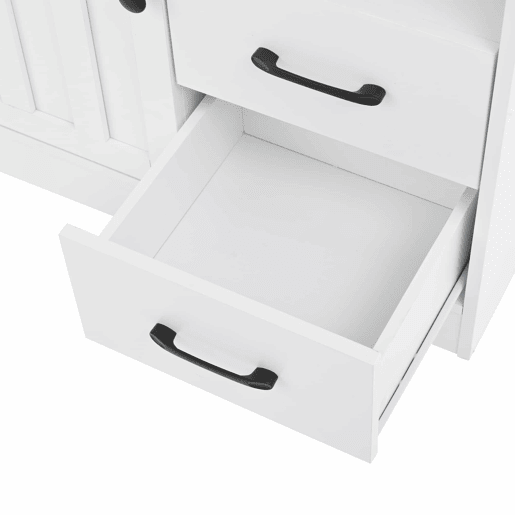 Armário de canto 104x35x155 cm - Vitrine com 3 portas e 2 gavetas, 14 compartimentos - Branco