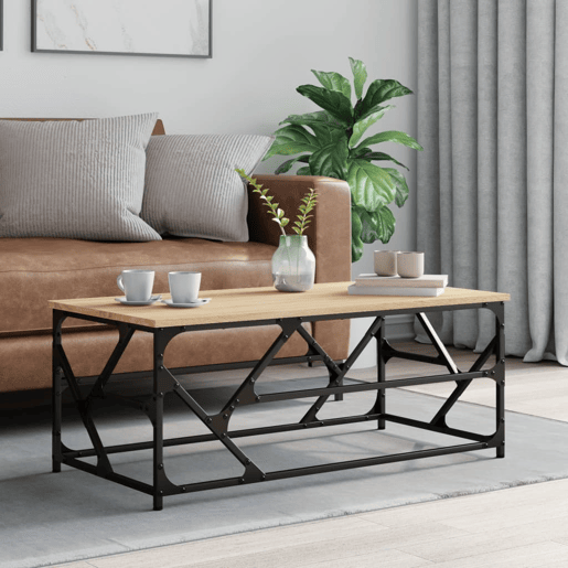Mesa de Centro, Mesa baixa, 100x50x40 cm derivados madeira cor carvalho sonoma