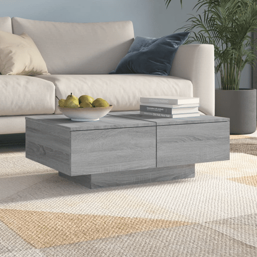 Mesa de Centro, Mesa baixa, 90x60x31 cm derivados de madeira cinzento sonoma