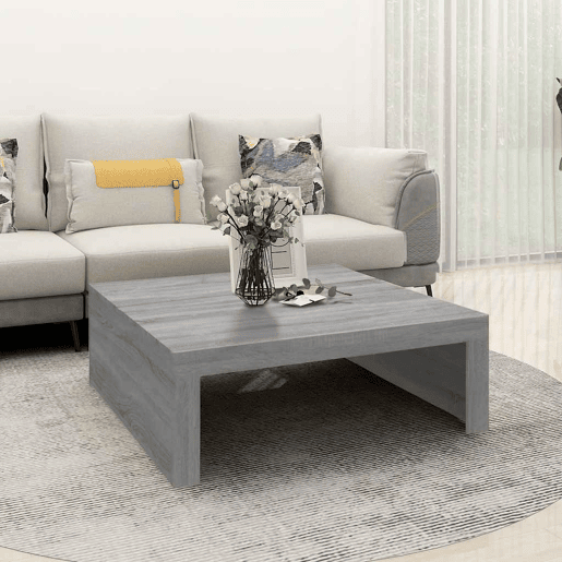 Mesa de Centro, Mesa baixa, 100x100x35 cm derivados de madeira cinza sonoma