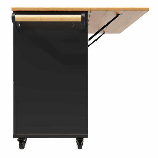 Ilha de cozinha moderna 120x60x90 cm - Buffet, mesa multifuncional com arrumação, carrinho de cozinha com prateleiras extensíveis - Preto Ilha de cozinha moderna 120x60x90 cm - Buffet, mesa multifuncional com arrumação, carrinho de cozinha com prateleiras extensíveis - Preto