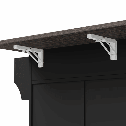 Ilha de cozinha 120x45x91 cm - bancada rebatível, rodas, portas deslizantes e gavetas - preto