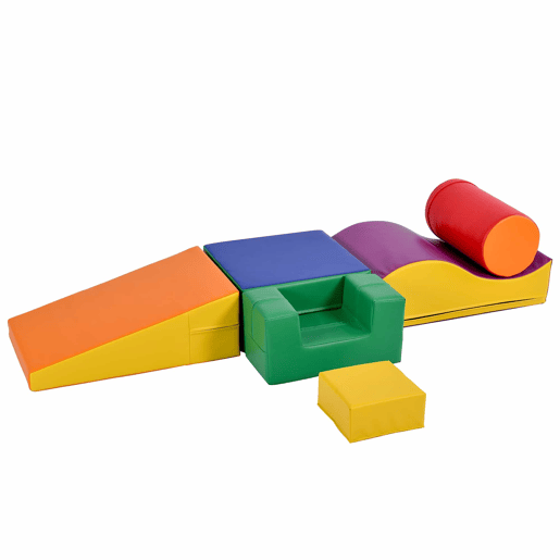 Blocos gigantes 6 peças para escalar e trepar - Escada e escorregador para crianças - Brinquedo para trepar, deslizar e engatinhar, para pré-escolares e bebés, blocos macios, amarelos