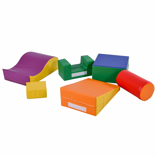 Blocos gigantes 6 peças para escalar e trepar - Escada e escorregador para crianças - Brinquedo para trepar, deslizar e engatinhar, para pré-escolares e bebés, blocos macios, amarelos